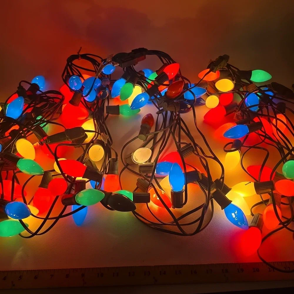 4 Sets of Sylvania Christmas Lights Vintage Indoor/Outdoor 25 C9 Bulbs/String